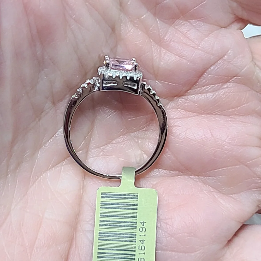 Pink and White Sapphire Halo Ring